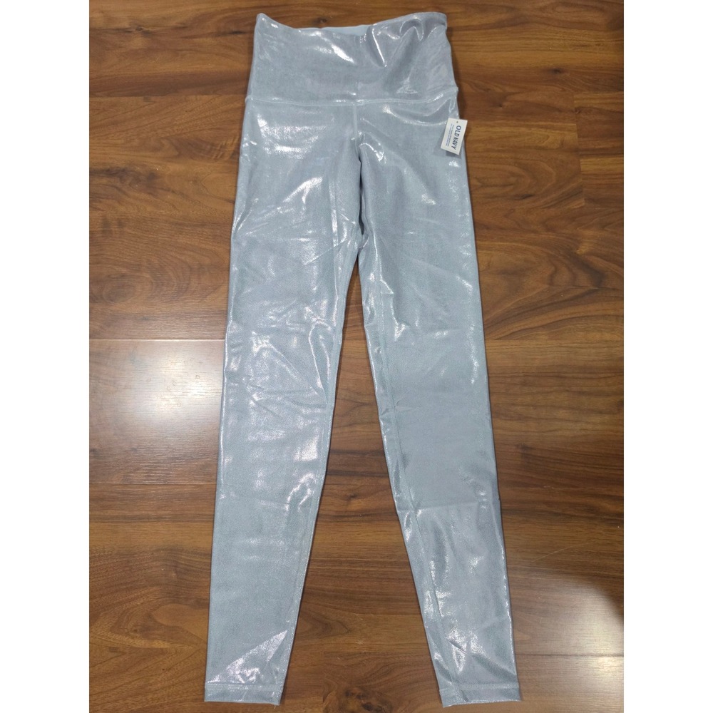 NWT Old Navy Active Leggings Small Silver Ultra High Rise Powersoft Go-Dry